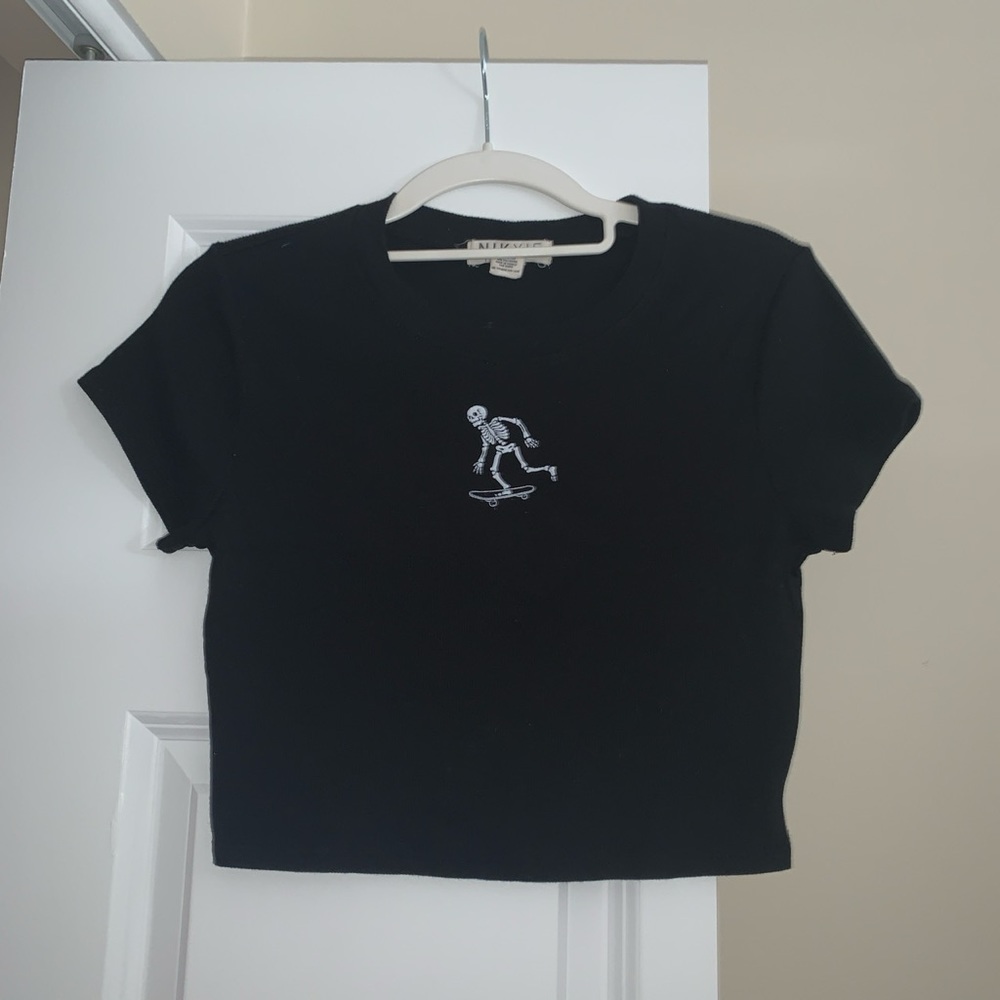 Black skeleton crop top